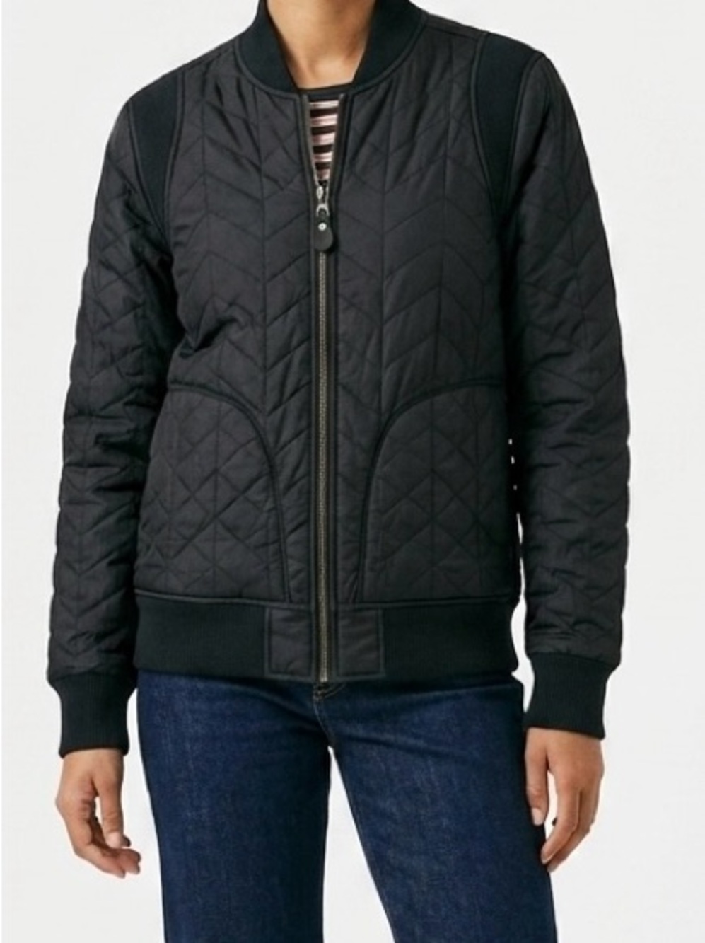 prAna Diva Varsity Bomber Jacket Black Quilted XS Gorpcore Minimalist Chic